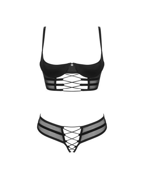 Комплект Obsessive Roxelia 2-pcs crotchless set XS/S SO9071 фото - купити в секс-шопі Чорний Кролик