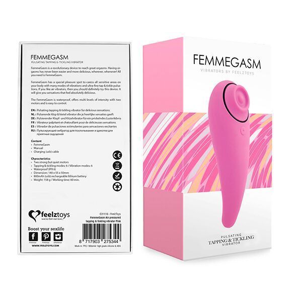 Пульсатор для клітора плюс вібратор FeelzToys - FemmeGasm Tapping & Tickling Vibrator Pink SO4579 фото - купити в секс-шопі Чорний Кролик