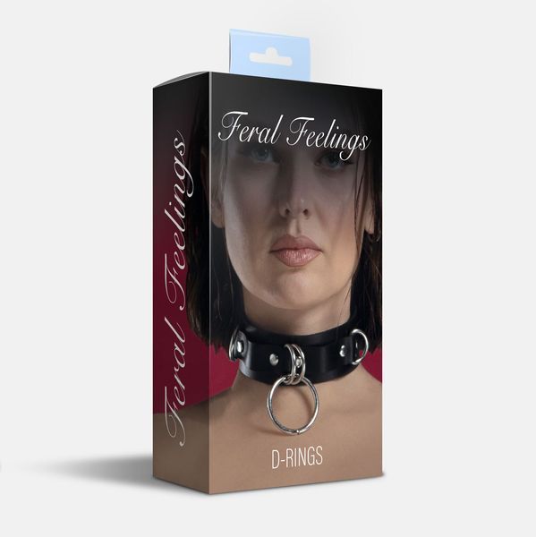 Нашийник для фіксації з натуральної шкіри Feral Feelings - D-Rings Black SO9405 фото - купити в секс-шопі Чорний Кролик