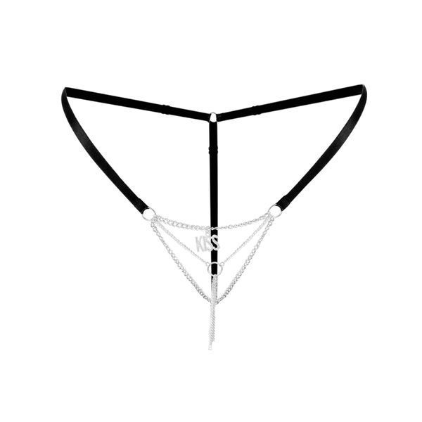 Сексуальні трусики з ланцюжком та підвіскою Art of Sex - KISS panties XS-M, колір чорний SO9839 фото - купити в секс-шопі Чорний Кролик