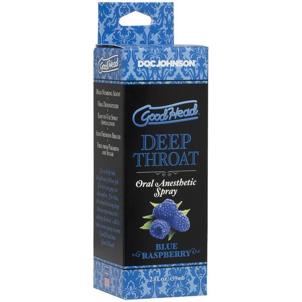 Спрей для мінету Doc Johnson GoodHead DeepThroat Spray - Blue Raspberry 59 мл для глибокого мінету SO9854 фото - купити в секс-шопі Чорний Кролик