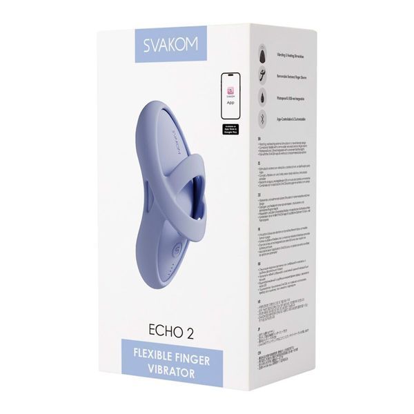 Смарт-вібратор для клітора Svakom Echo 2 Sky Blue, підігрів до 38 &deg;C, знімна насадка на палець SX2448 фото - купити в секс-шопі Чорний Кролик
