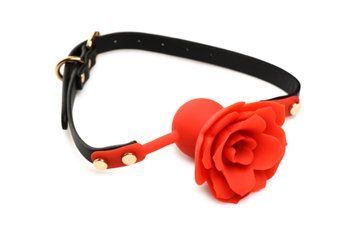 Силіконовий кляп з трояндою Master Series: Blossom Silicone Rose Gag &ndash; Red SO8801 фото - купити в секс-шопі Чорний Кролик