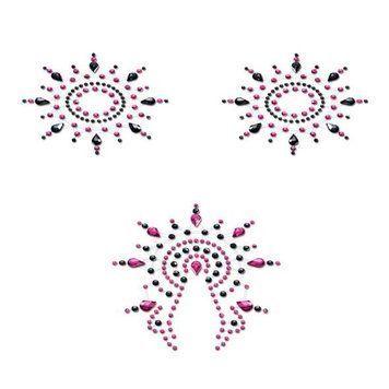 Пестіс з кристалів Petits Joujoux Gloria set of 3 - Black/Pink, прикраса на груди та вульву SO3131 фото - купити в секс-шопі Чорний Кролик