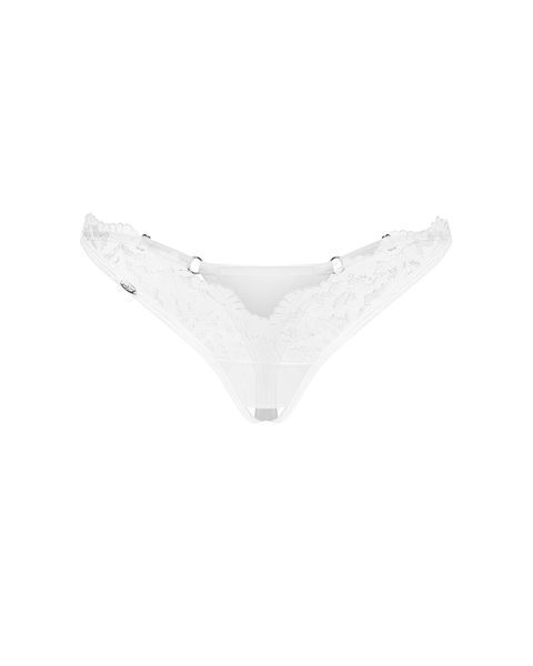 Трусики-стрінги з мереживом Obsessive Arrowel White crotchless thong L/XL SX2592 фото - купити в секс-шопі Чорний Кролик