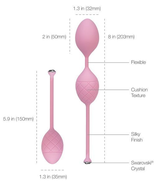 Розкішні вагінальні кульки PILLOW TALK - Frisky Pink з кристалом, діаметр 3,2 см, вага 49-75гр SO2721 фото - купити в секс-шопі Чорний Кролик
