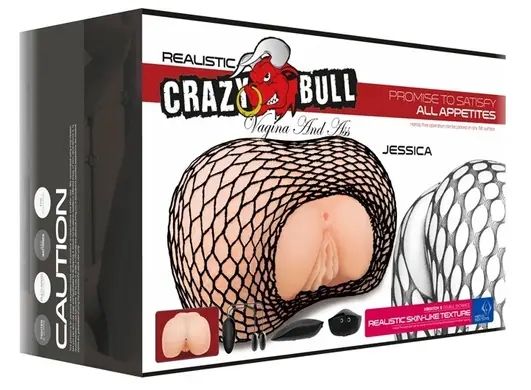 Мастурбатор Вагіна і анус з подвійною вібрацією CRAZY BULL-JESSICA Vibrating, BM - 009182Z-1 BM-009182Z-1 фото - купити в секс-шопі Чорний Кролик