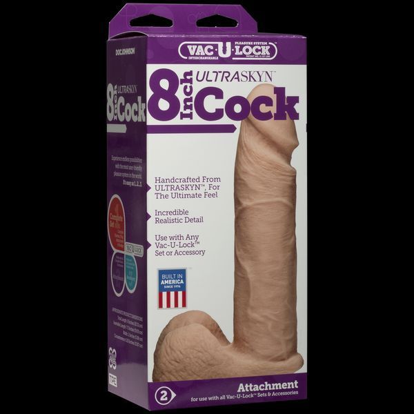 Фалоімітатор Doc Johnson Vac-U-Lock - 8 Inch ULTRASKYN Cock White, діаметр 5,1 см SO1561 фото - купити в секс-шопі Чорний Кролик
