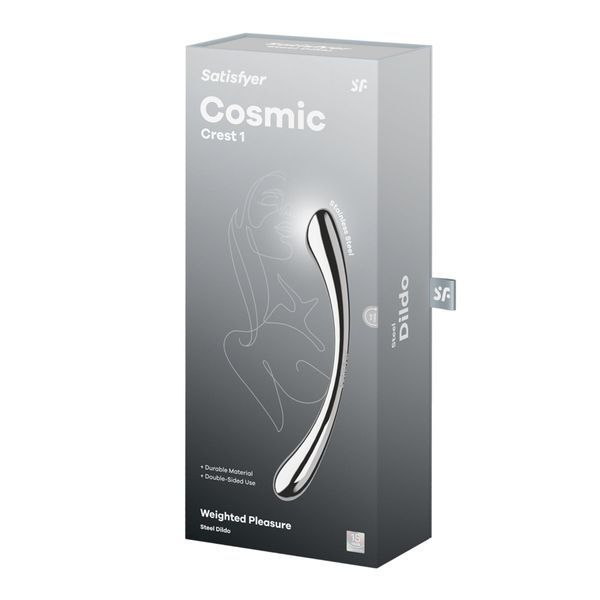 Металевий дилдо Satisfyer Cosmic Crest 1, двосторонній, можна нагрівати й охолоджувати SX3251 фото - купити в секс-шопі Чорний Кролик