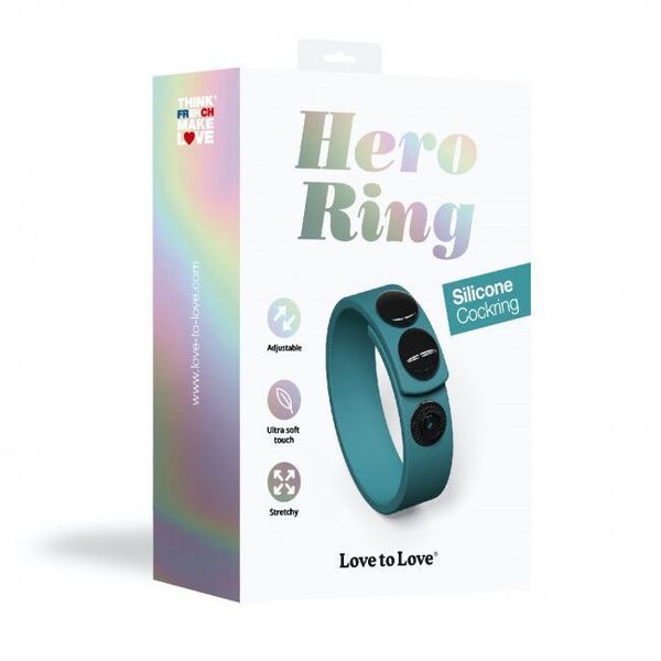 Регульоване ерекційне кільце на кнопках Love To Love HERO RING - TEAL ME SO5088 фото - купити в секс-шопі Чорний Кролик
