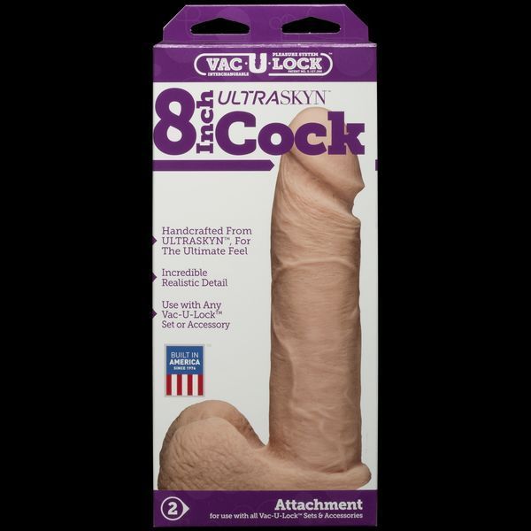 Фалоімітатор Doc Johnson Vac-U-Lock - 8 Inch ULTRASKYN Cock White, діаметр 5,1 см SO1561 фото - купити в секс-шопі Чорний Кролик