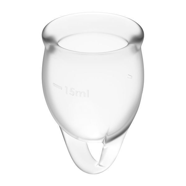 Набір менструальних чаш Satisfyer Feel Confident (Transparent), 15мл та 20мл, мішечок для зберігання SO7791 фото - купити в секс-шопі Чорний Кролик