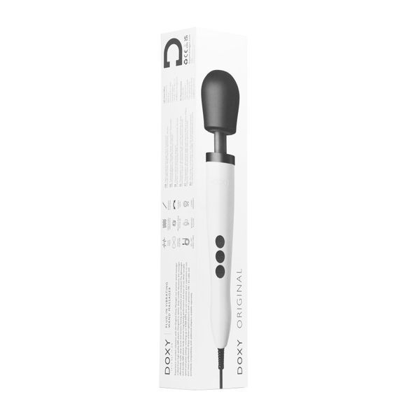 Вібромасажер DOXY Original White, дуже потужний, живлення 220В, пульсівні вібрації SO1431 фото - купити в секс-шопі Чорний Кролик