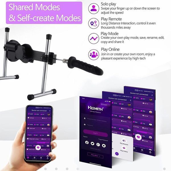 Смарт секс-машина Hismith AK-09 Sex Machine APP з фалоімітатором, бездротовий пульт ДК SO8506 фото - купити в секс-шопі Чорний Кролик