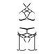 Комплект білизни Passion Exclusive MORGAN SET OpenBra L/XL, black, стрепи, трусики, ліф, пояс PS23901 фото 5