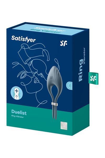 Ерекційне віброкільце-ласо Satisfyer Duelist Dark Blue, 10 режимів, потужний мотор SO6276 фото - купити в секс-шопі Чорний Кролик