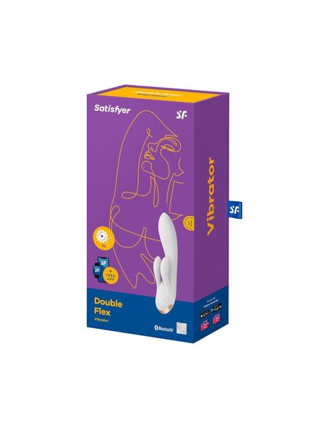 Смарт вібратор-кролик із подвійним відростком Satisfyer Double Flex White SO6095 фото - купити в секс-шопі Чорний Кролик