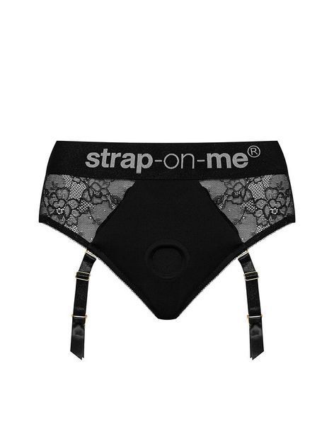 Мереживні труси для страпону з підв'язками для панчох Strap-On-Me DIVA HARNESS - L SO4512 фото - купити в секс-шопі Чорний Кролик