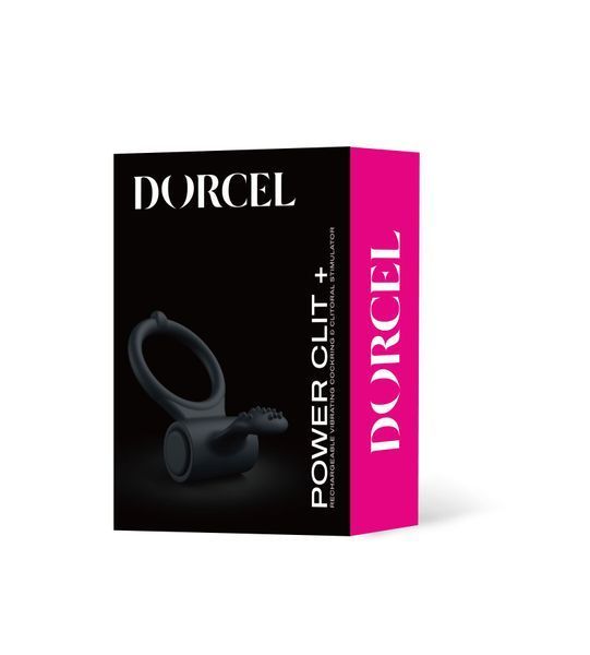 Ерекційне кільце Dorcel Power Clit Plus з вібрацією, перезаряджається, з язичком та щіточкою SO1417 фото - купити в секс-шопі Чорний Кролик