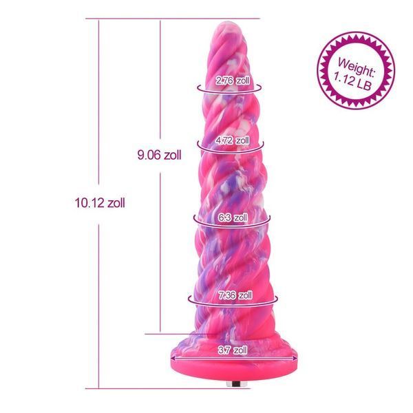 Фантазійний фалоімітатор 10.12&Prime; для секс-машин Hismith Silicone Dildo rose Monster Series, KlicLok SO6215 фото - купити в секс-шопі Чорний Кролик