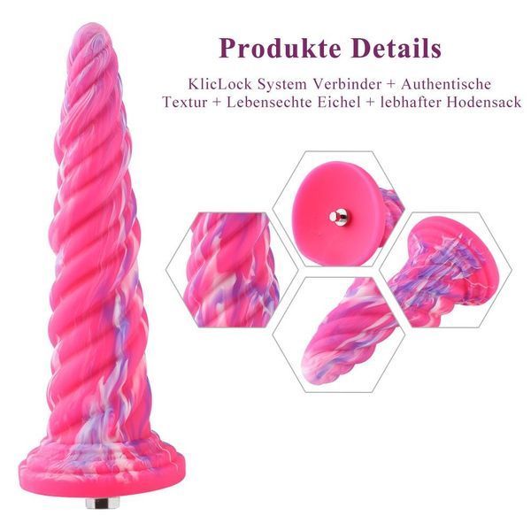 Фантазійний фалоімітатор 10.12&Prime; для секс-машин Hismith Silicone Dildo rose Monster Series, KlicLok SO6215 фото - купити в секс-шопі Чорний Кролик