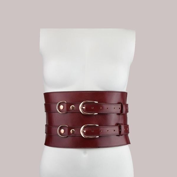 Шкіряний пояс для бондажу Liebe Seele Wine Red Waist Cuff, L Size SO9462 фото - купити в секс-шопі Чорний Кролик