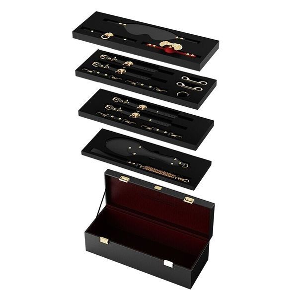 Розкішний набір для BDSM Zalo Bondage Play Kit, 10 аксесуарів у кейсі, шкіра, кристал Swarovski SO8227 фото - купити в секс-шопі Чорний Кролик