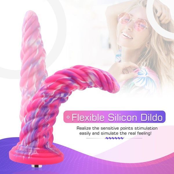 Фантазійний фалоімітатор 10.12&Prime; для секс-машин Hismith Silicone Dildo rose Monster Series, KlicLok SO6215 фото - купити в секс-шопі Чорний Кролик