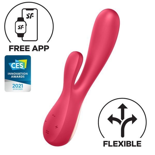 Смарт вібратор-кролик Satisfyer Mono Flex Mauve, 2 мотори, керування через інтернет SO3900 фото - купити в секс-шопі Чорний Кролик
