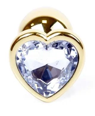 Анальний затор Boss Series - Jewellery Gold Heart PLUG Clear S, BS6400039 BS6400039 фото - купити в секс-шопі Чорний Кролик