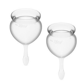 Набір менструальних чаш Satisfyer Feel Good (Transparent), 15мл і 20мл, мішечок для зберігання SO6289 фото - купити в секс-шопі Чорний Кролик