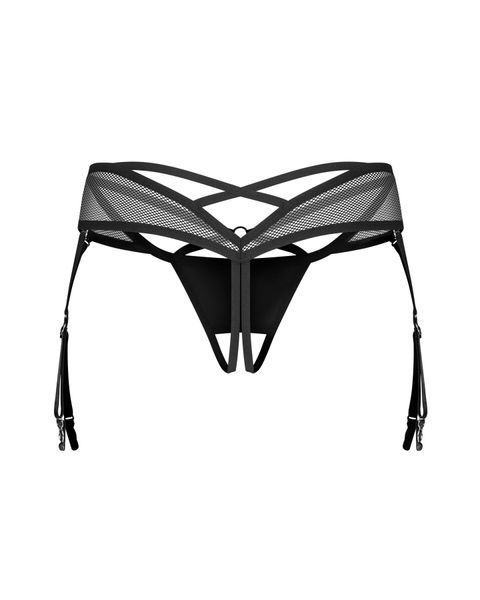 Трусики Obsessive Dominna crotchless thong 2XL/3XL SX3573 фото - купити в секс-шопі Чорний Кролик