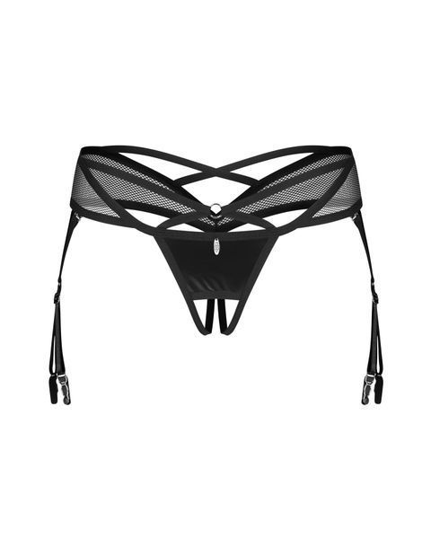 Трусики Obsessive Dominna crotchless thong 2XL/3XL SX3573 фото - купити в секс-шопі Чорний Кролик