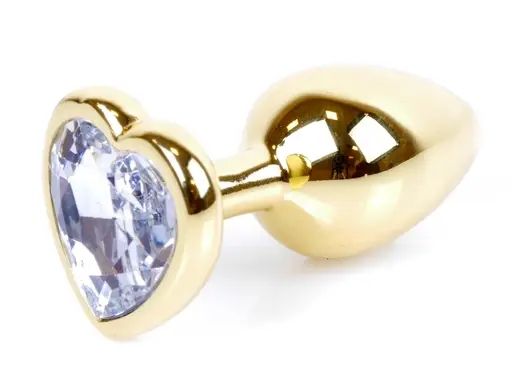 Анальний затор Boss Series - Jewellery Gold Heart PLUG Clear S, BS6400039 BS6400039 фото - купити в секс-шопі Чорний Кролик