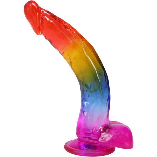 Фалоімітатор Doc Johnson Crystal Jellies - 9.5 Inch Dildo - Rainbow SX4433 фото - купити в секс-шопі Чорний Кролик