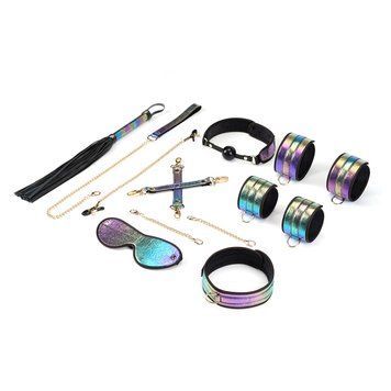 БДСМ-набір Liebe Seele Vivid Rainbow 8 Pieces Set, 8 аксесуарів, екошкіра на оксамитовій основі SO9504 фото - купити в секс-шопі Чорний Кролик
