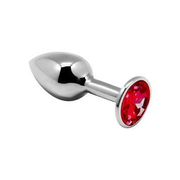 Металева анальна пробка з кристалом Alive Mini Metal Butt Plug Red M SO5999 фото - купити в секс-шопі Чорний Кролик