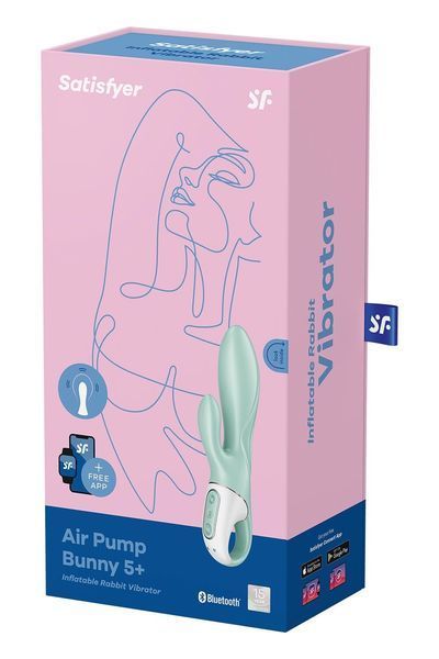 Смарт вібратор-кролик Satisfyer Air Pump Bunny 5+, надувається SO6718 фото - купити в секс-шопі Чорний Кролик
