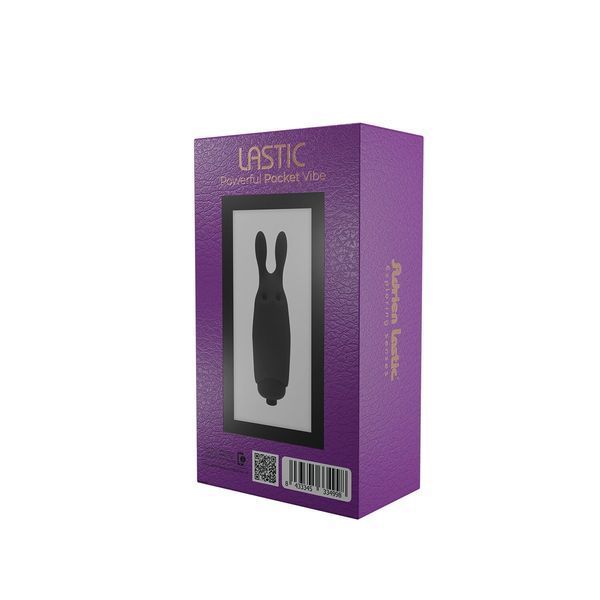 Віброкуля Adrien Lastic Pocket Vibe Rabbit Black зі стимулювальними вушками AD33499 фото - купити в секс-шопі Чорний Кролик