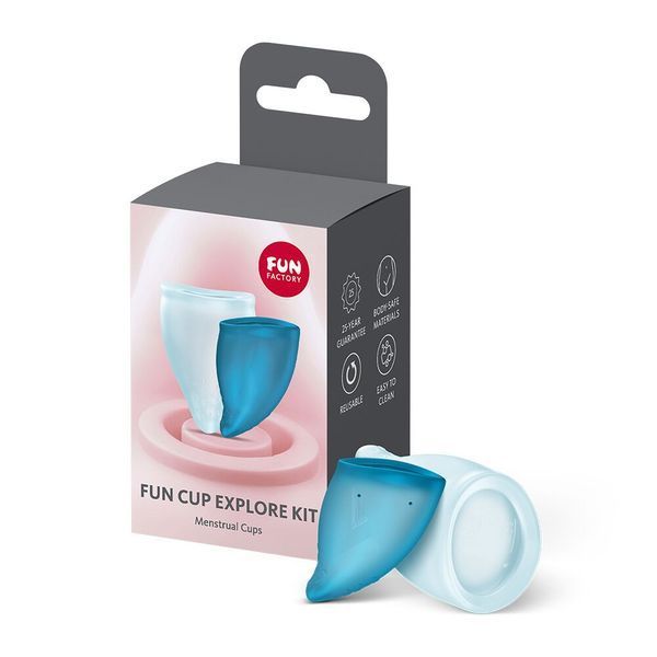 Набір менструальних чаш Fun Factory FUN CUP EXPLORE KIT, 2 шт, Multicolored Turquoise, об&rsquo;єми 20 та 30 мл SX3679 фото - купити в секс-шопі Чорний Кролик