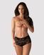 Трусики-шортики Obsessive Idillia shorties, L/XL, чорні, мереживні, з низькою посадкою SX1200 фото 1