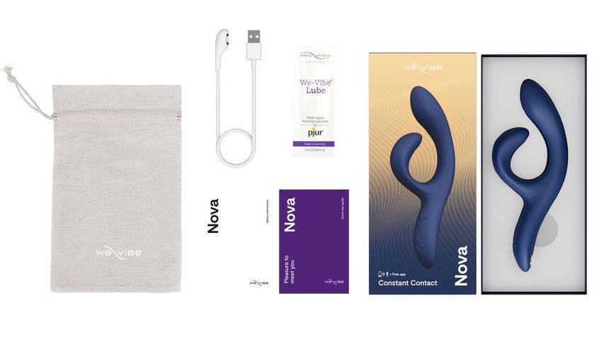 Смарт вібратор-кролик We-Vibe Nova Midnight Blue, ергономічний, регульований кут нахилу стовбура SO6931 фото - купити в секс-шопі Чорний Кролик