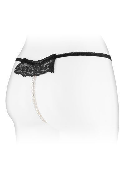 Трусики-стрінги з перлинною ниткою Fashion Secret KATIA Black SO2245 фото - купити в секс-шопі Чорний Кролик