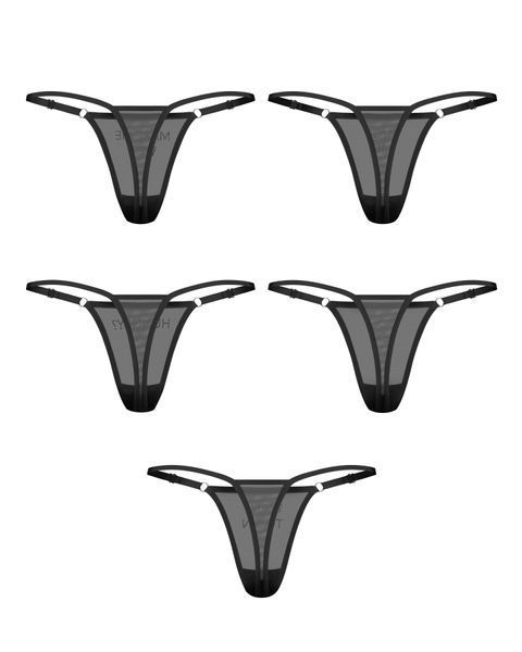 Набір трусиків Obsessive Violami 5-pack thong L/XL SX3627 фото - купити в секс-шопі Чорний Кролик