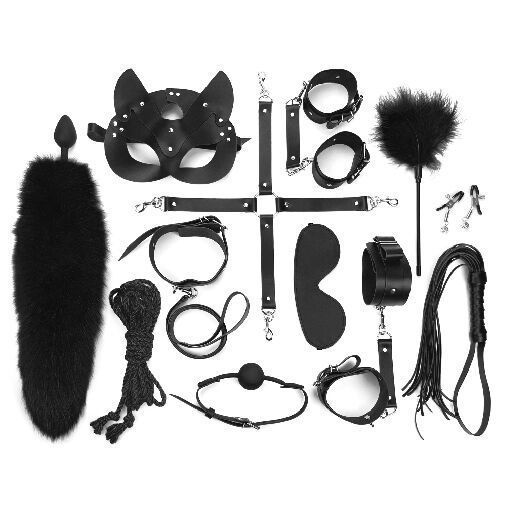 Набір BDSM Art Of Sex &ndash; Maxi BDSM Set Leather, 13 предметів, чорний, натуральна шкіра SO7139 фото - купити в секс-шопі Чорний Кролик