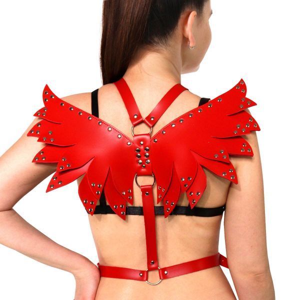 Жіноча портупея Art of Sex - Wings червона XS-M, екошкіра SX2340 фото - купити в секс-шопі Чорний Кролик