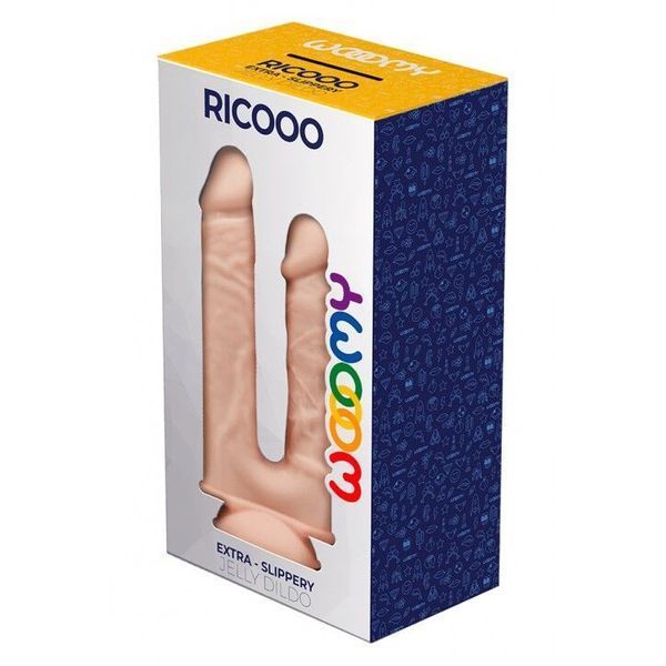 Подвійний фалоімітатор Wooomy Ricooo, з присоскою, розмір 19х4,3 см та 17х3,3 см SO7402 фото - купити в секс-шопі Чорний Кролик