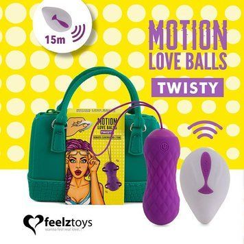 Вагінальні кульки з масажем і вібрацією FeelzToys Motion Love Balls Twisty з пультом ДК, 7 режимів SO3853 фото - купити в секс-шопі Чорний Кролик