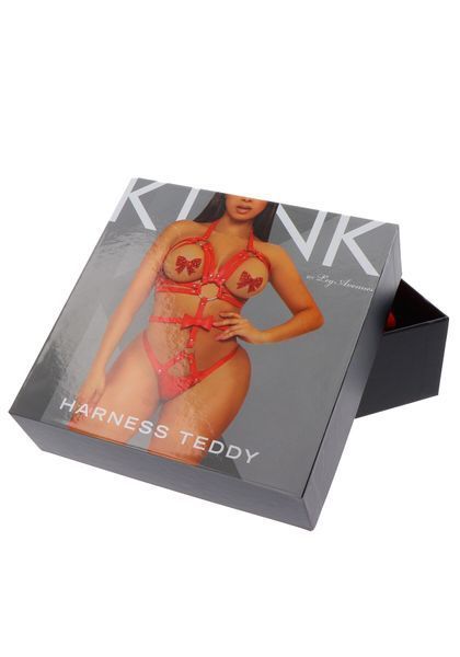 Leg Avenue Studded O-ring harness teddy Red S SO8560 фото - купити в секс-шопі Чорний Кролик