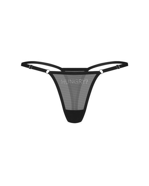 Трусики Obsessive Violami Hungry thong L/XL SX3629 фото - купити в секс-шопі Чорний Кролик